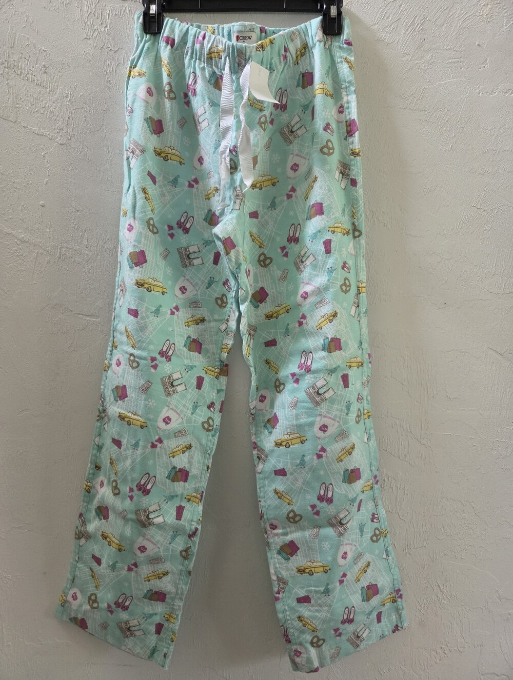 J. Crew Light Aqua Print Cotton Pajama Pants XS NWT